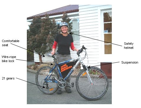 Mountain bike can be hired for free